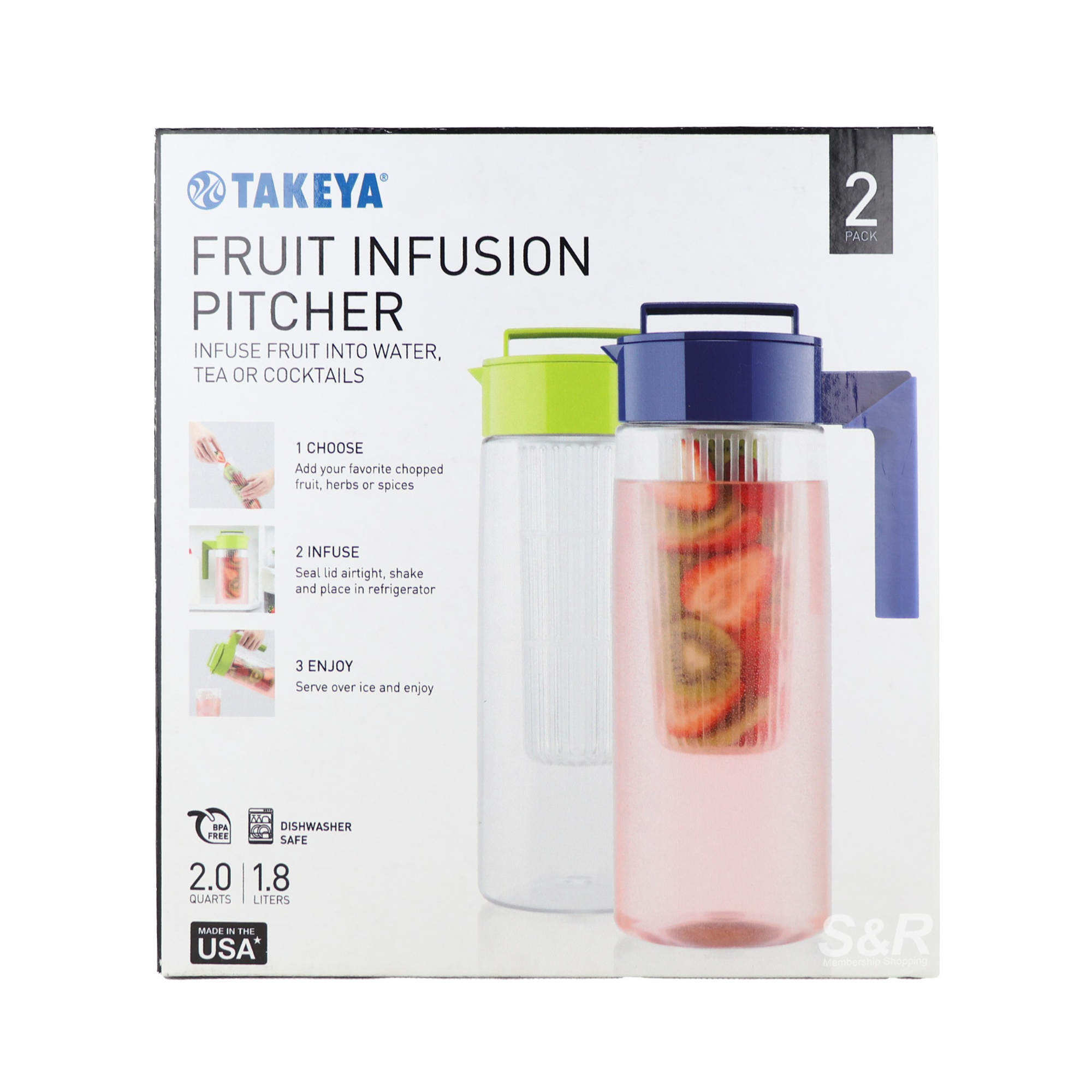 Takeya Fruit Infusion Pitcher (1.8L x 2pcs)